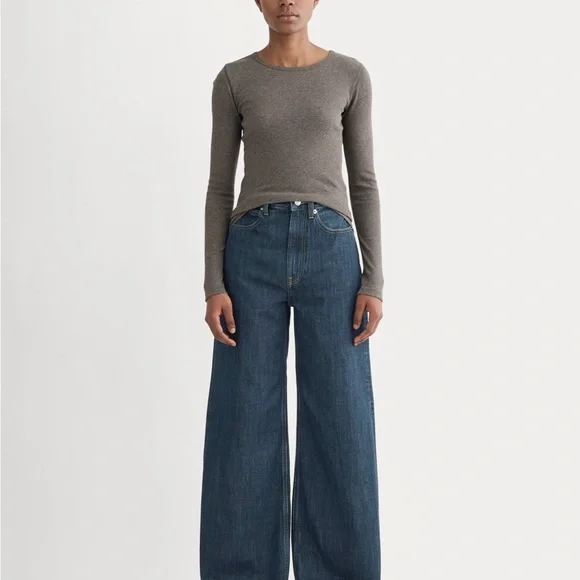 Everlane The Luxe Rib Long-Sleeve Crew washed heather fatigued - Picture 2 of 6